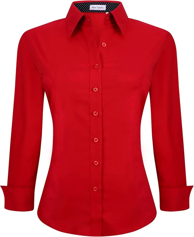 Alex Vando Womens Dress Shirts Button Down Wrinkle Free Long Sleeve Shirt