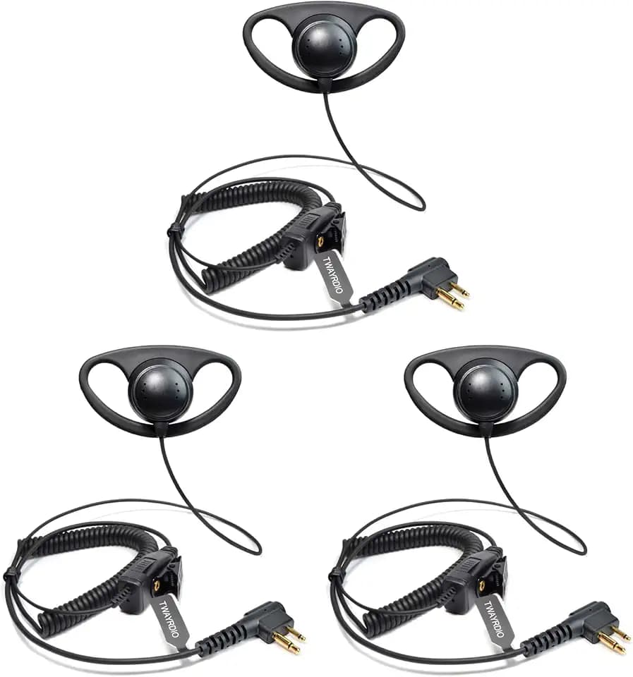 3 Pack Walkie Talkies Earpiece with Mic for Motorola CP200D RMU2040 RMU2080D, D-Shell Earpiece with in-line Microphone and PTT for Motorola Two-Way Radios