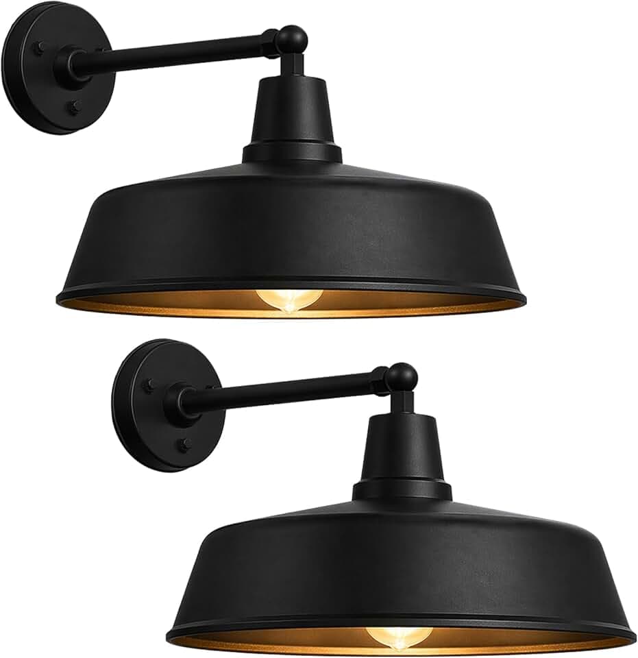 JOESA 18" Oversized Outdoor Gooseneck Barn Lights, Country Fixtures, 2-Pack