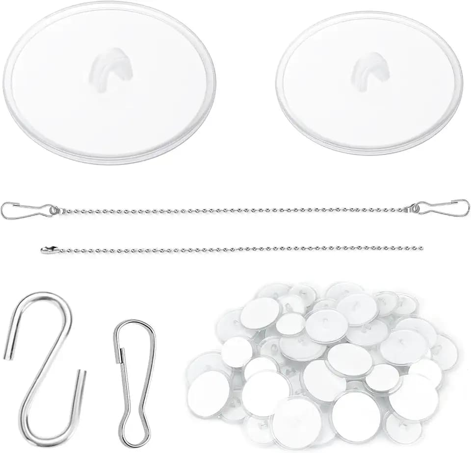 60 Stk Deckenhaken selbstklebend, Deckenmontage Haken, selbstklebende Haken, Haken Decke ohne Bohren, wasserdichter Klebehaken, Wandhaken, 20 Stk Fahnenmast Clip, S-förmiger Haken, 10 Stk Perlenkette