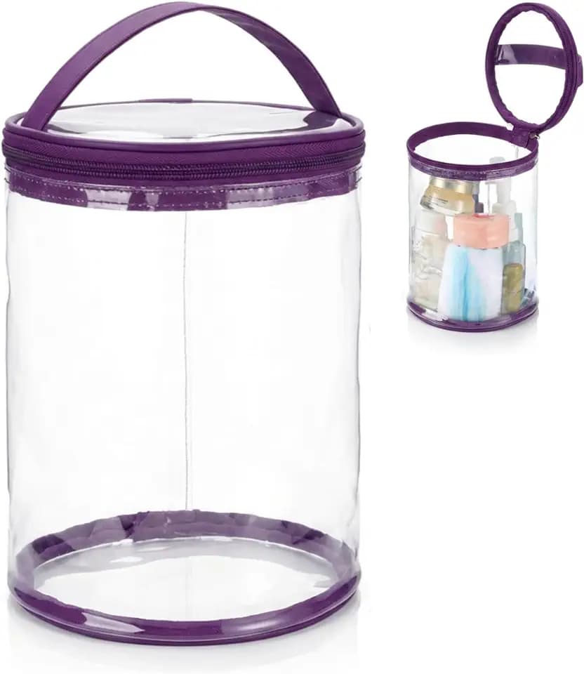 Sanwuta Clear Lotion Bag Sunscreen Toiletry Cylinder Makeup Bag, Purple