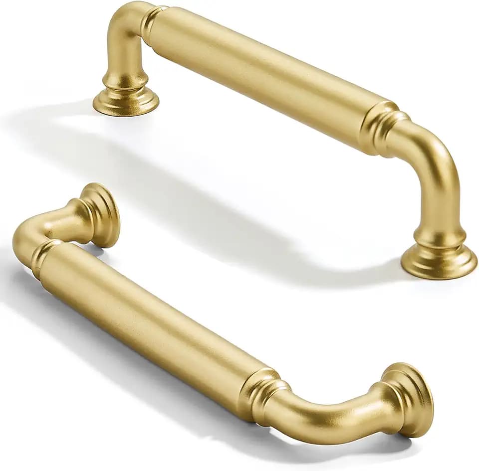 10 Pack 4inch(102mm) Center to Center Brushed Gold Cabinet Pulls Solid Cabinet Hardware Heavy-Duty Drawer Handles Kitchen Cabinet Pulls Drawer Kitchen Cabinet Hardware