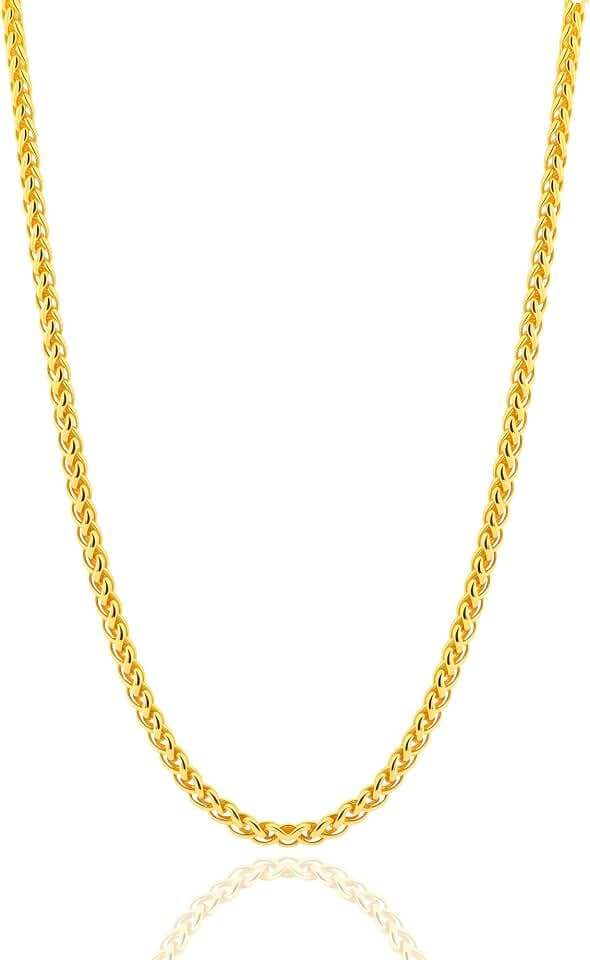2.5mm/3mm/4mm Silver/Gold Stainless Steel Wheat Chain Necklace Jewelry for Men Women