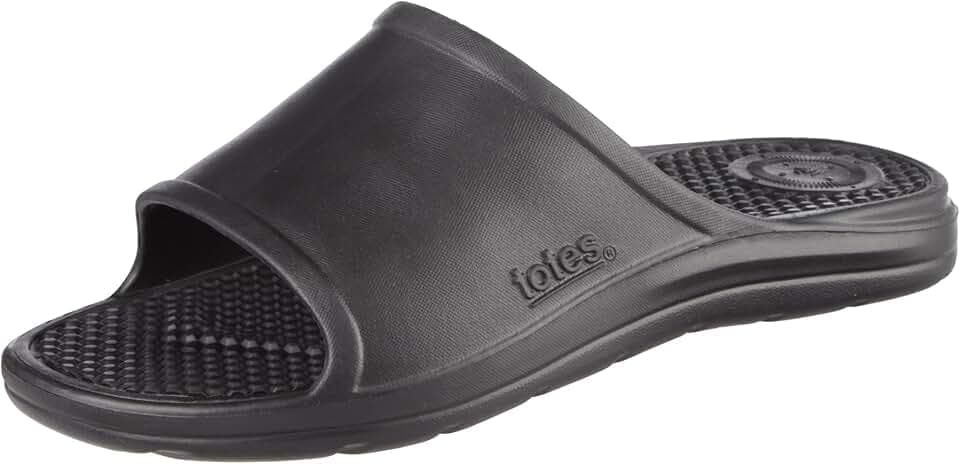 Totes Men’s Everywear Slide Sandals Lightweight Waterproof Comfort Slides with Cushioned Footbed for Pool, Beach & Everyday Wear
