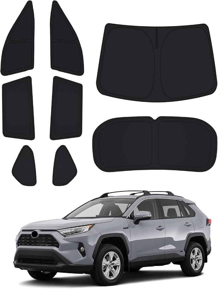 Canvcle Window Shades for Toyota RAV4 2019-2025 Accessories Windshield Sun Shade Side Rear Window Covers Sunshade Sun Visor Shield Privacy Protection for Camping Keep Vehicle Cool Black 8PCS