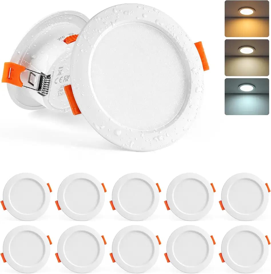 Sanyoung LED Einbaustrahler 230V Flach, 5W LED Spots 68mm, 3CCT, 10er Set