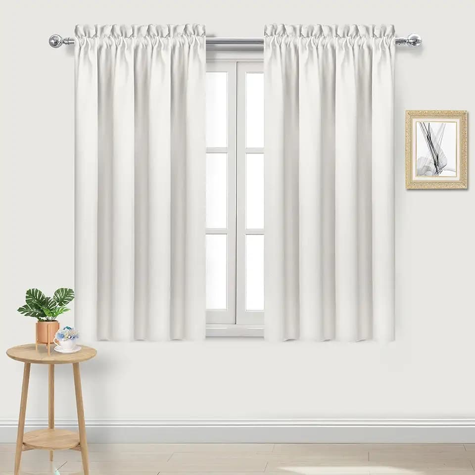 DWCN Blackout Curtains for Bedroom Living Room 38 x 45 Inch Long Ivory