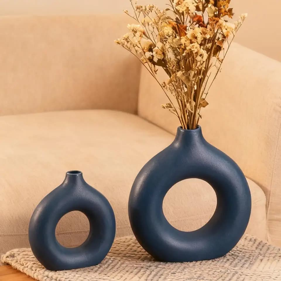 Keramik Vasen Set 2-TLG, Moderne Blumenvasen Home Deko