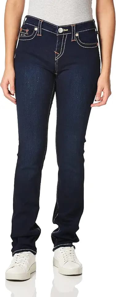 True Religion Womens Billie Mid Rise Straight Leg Jeans, Jeans for Women, Womens Fashion