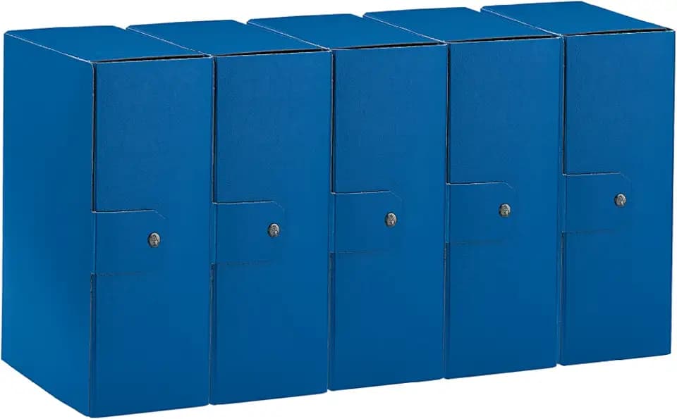 Esselte C32 Eurobox Projektmappe mit Knopfverschluss, 25 x 35 cm, Rücken 12 cm, blau, 5er Pack, 390332050