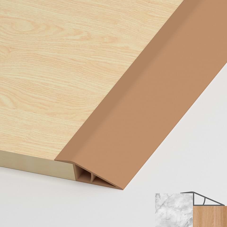 PVC Türschwellen Leiste, Übergangsprofil Selbstklebend, Übergangsleiste Boden Höhenausgleich Abdeckleiste für Parkettböden Laminate Schwellen (Braun, 17mm bis 20mm, 1M)