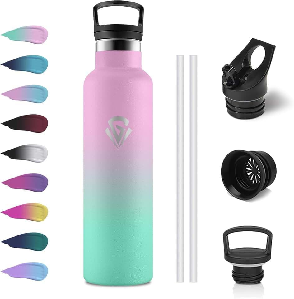 Thermosflasche 750ml, Kohlensäure Geeignet, Thermoskanne, Trinkflasche mit Strohhalm, Isolierflasche für Outdoor, Sprudel, Schule, Büro