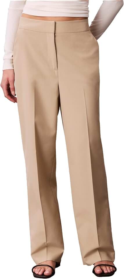 Calvin Klein Women's Stretch Flannel Slim Straight Pants
