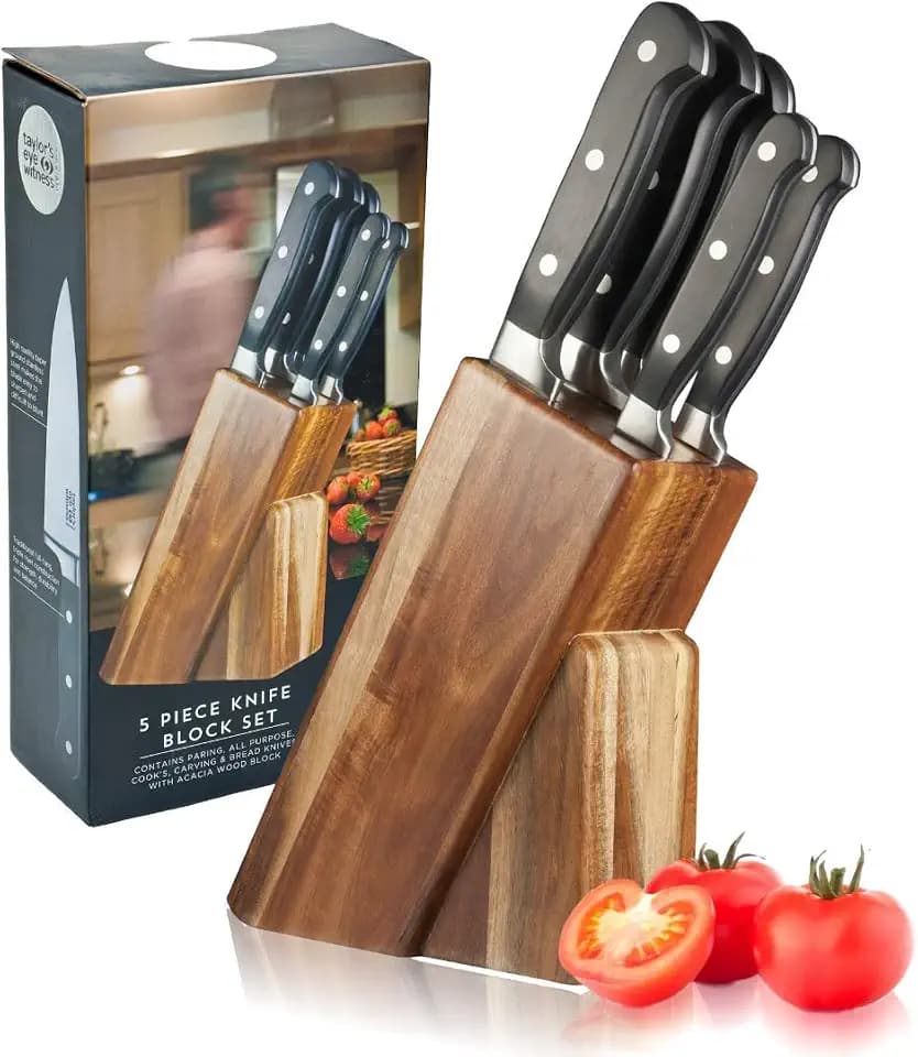 Taylors Eye Witness Messerset, 5-Teilig ", Mit Messerblock Aus Holz.