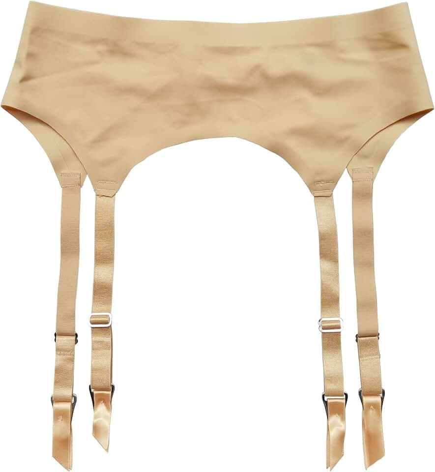 TVRtyle Women's Skin/Purple Seamless Plus Size 4 Wide Straps Metal Buckles Sexy Garter Belt for Stockings S506S