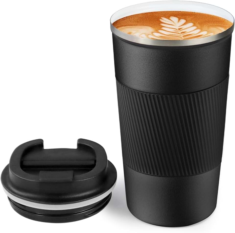 510 ml Becher mit Keramikbeschichtung innen, isolierter Kaffeebecher mit Deckel, auslaufsicherer Kaffee-Reisebecher, Reise-Kaffeebecher, passt in Auto-Becherhalter