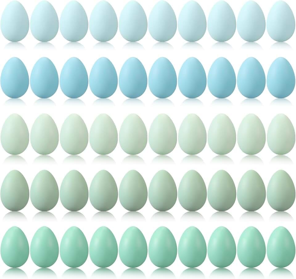 Beeveer 50 Pcs Plastic Easter Eggs Bulk for Easter Hunt 1.6 x 2.4 Inch Colorful Hanging Plastic Eggs for Basket Fillers Party Favor DIY Crafts Decoration(Green Series)