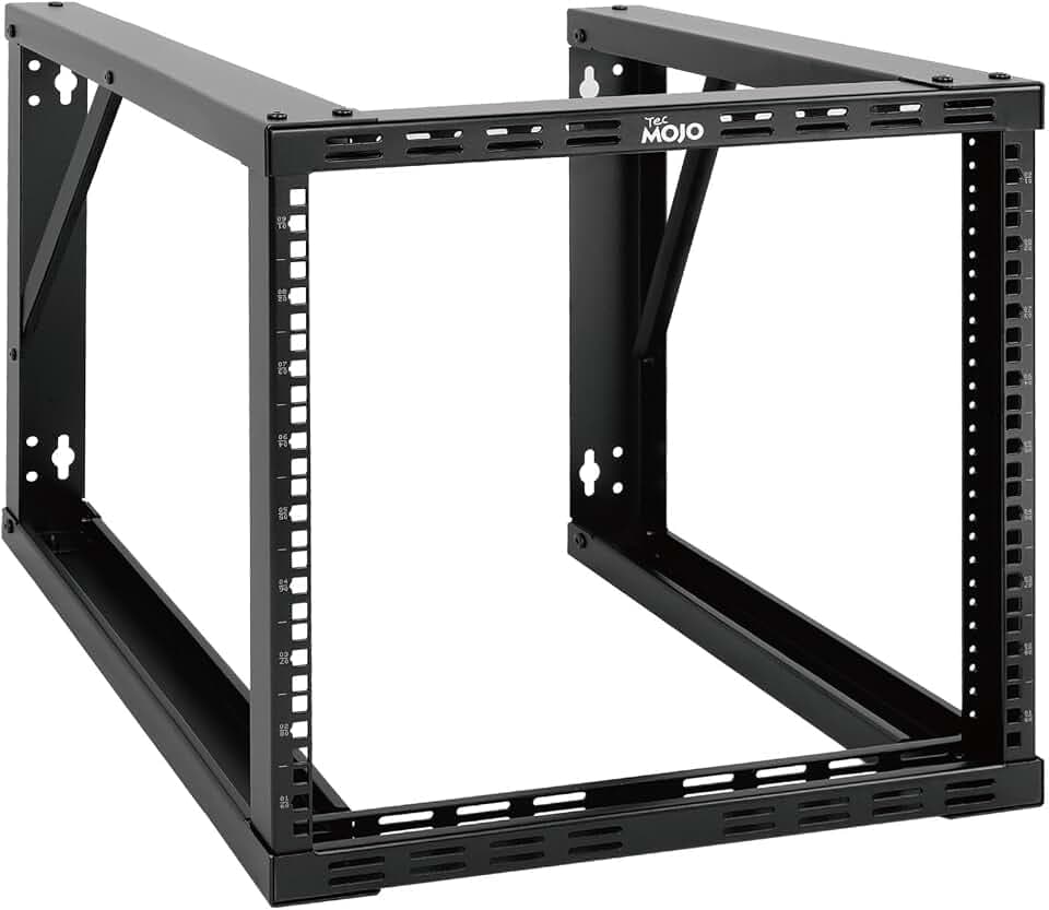 Tecmojo 9U Wall Mount Rack, Wall Mount Network Rack 24.8in Depth, Open Frame Server Rack for 19in IT/AV/Data/Home Equipment, Black