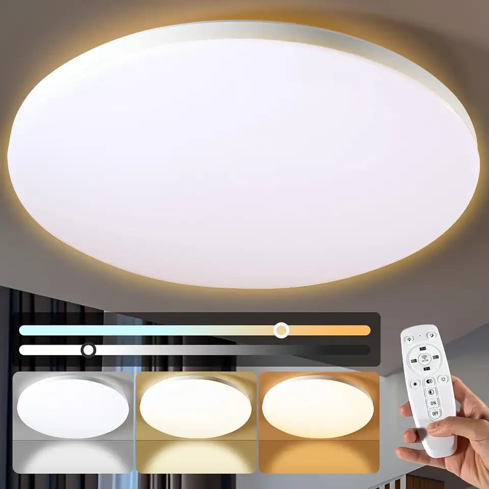 Deckenlampe LED Deckenleuchte 3000K/4000K/6500K Dimmbar Deckenleuchten mit Fernbedienung 32W, IP44 Wasserfest Rund Flach Badezimmer Led Lampen, Modern Deckenlampen für Schlafzimmer Küche Flur Balkon