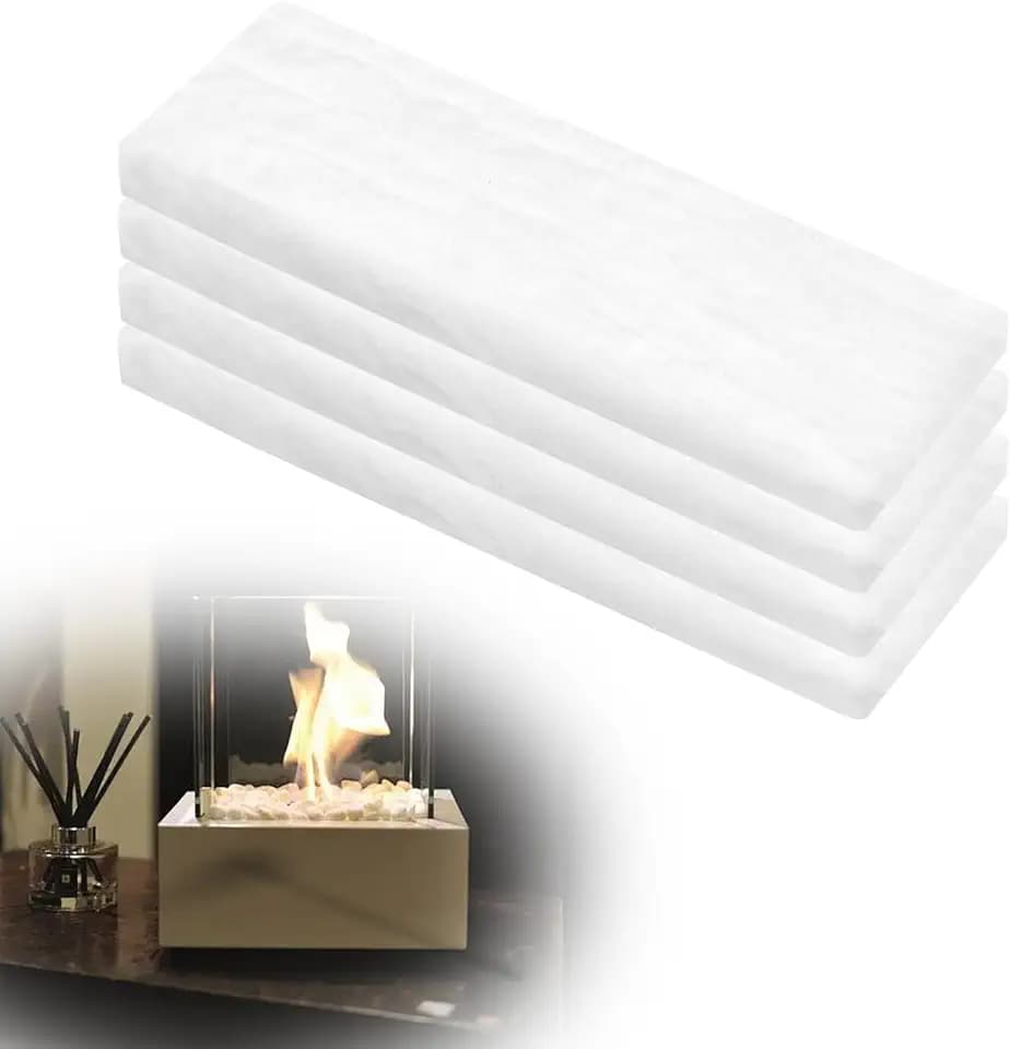 4 Stück Keramikwolle für Bioethanol Kamin 30 x 10 x 2.5cm Ethanol Ceramic Wool Keramikschwamm für Bioethanol Kamin Tischkamin Ethanol Ceramic Tischkamin Indoor