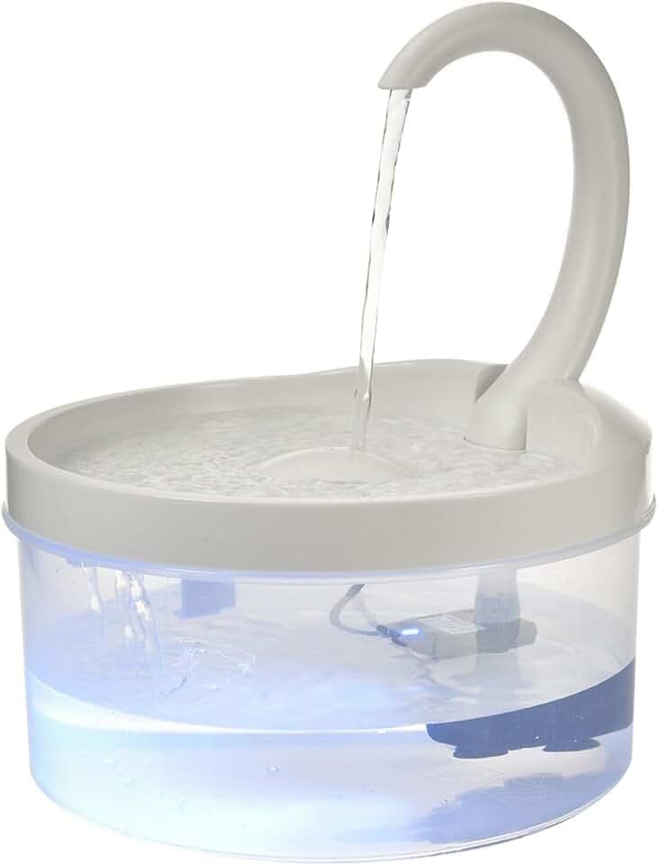 hook.s Wasserbrunnen für Katzen, automatischer Trinkwasserspender für Haustiere, 2 l, mit Sichtfenster, Nachtsicht, LED, leise, DC