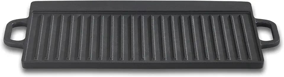 GSW Grillplatte Black Iron BBQ eckig 42cm – Vielseitig einsetzbare, robuste Pfanne aus Gusseisen für das Grillen outdoor, als auch den Einsatz in der Küche – Gusseisen