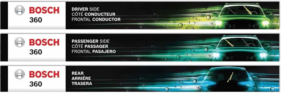 BOSCH B36017 360 Beam Wiper Blade Set - Front (2) + Rear (1) - 26"/17"/14"