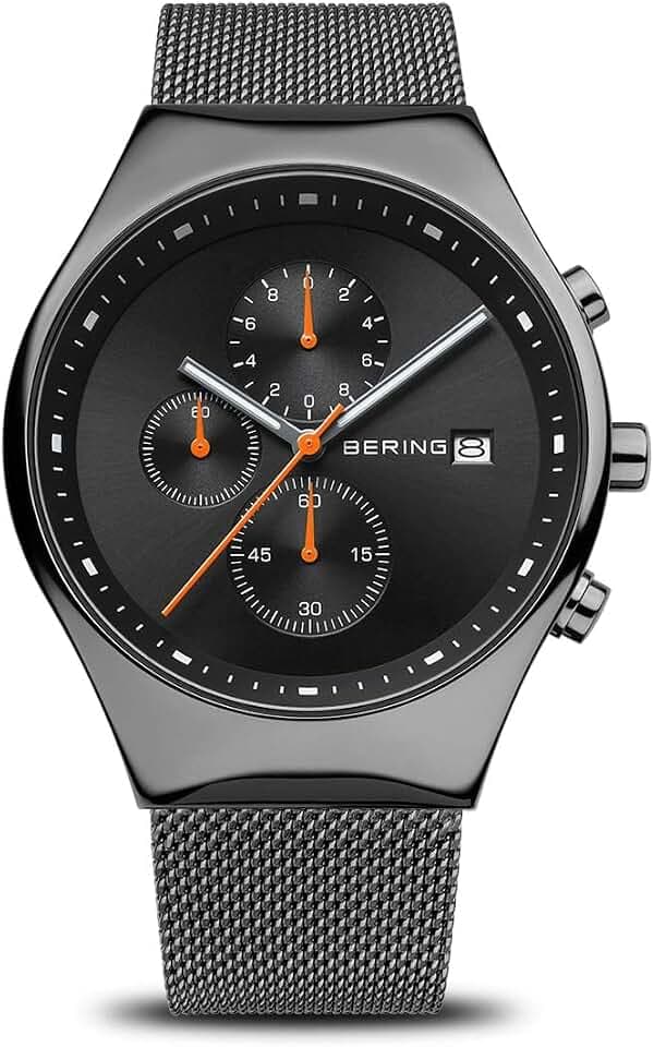 Bering Herren Quarz Uhr | Armbanduhr 42 mm Edelstahlgehäuse und Zifferblatt | Milanaisearmband | Saphierglas | 3 ATM | 18842