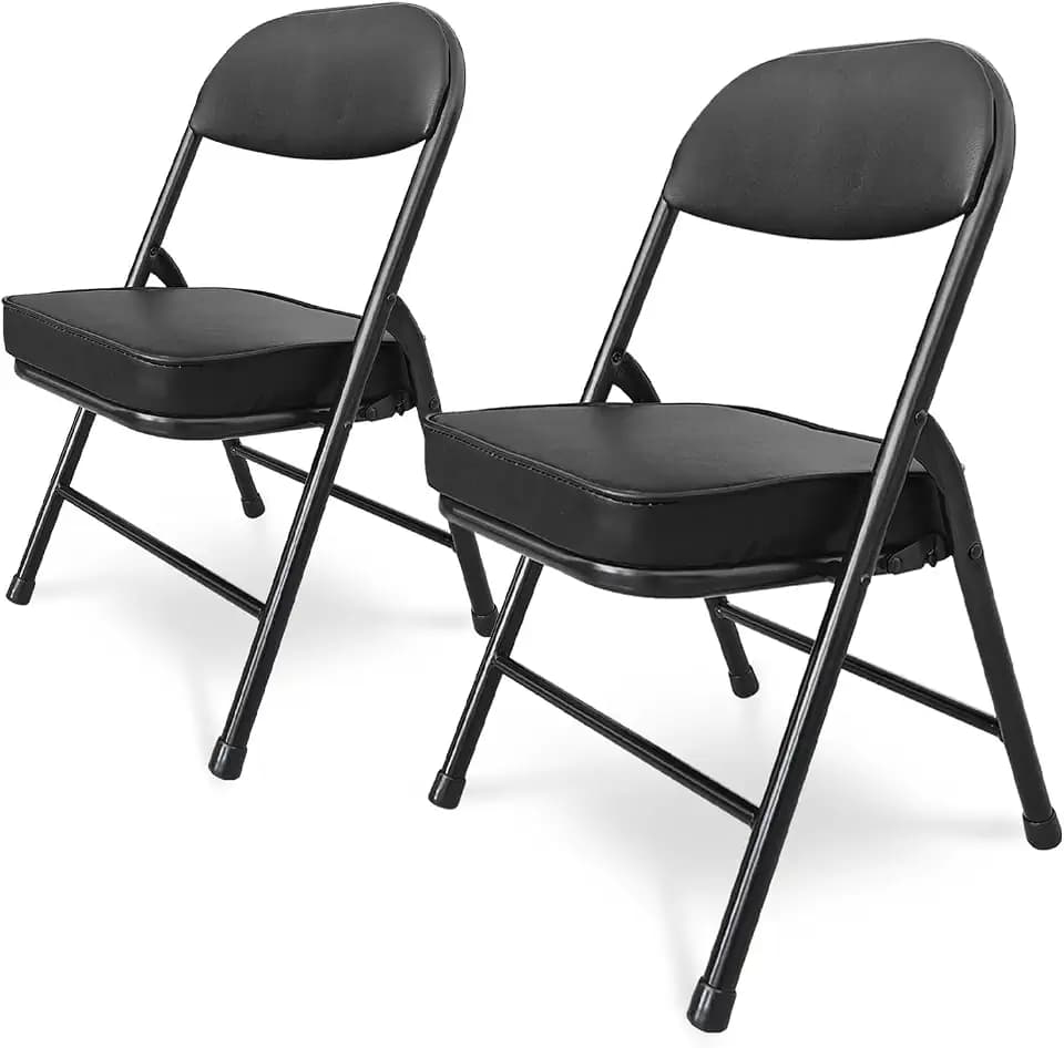 Mini Padded Folding Stool - 12.2 Inch Camping Black 2-Pack