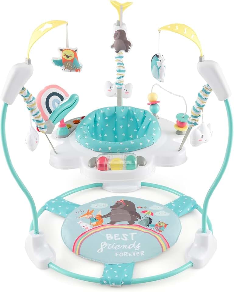 FANTASK Jumperoo Baby, Stationäres Aktivitätscenter mit 360° drehbare Sitz, Spielzeug & Musiktablett, Aktivitätszentrum bis 12 kg, Spring- und Spielcenter für Baby ab 6 Monaten