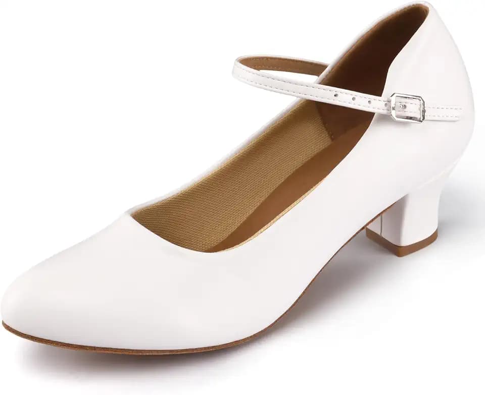 Linodes Economy PU Leather Ankle Strap Character Shoe 2'' Ballroom Dance Shoes for Women