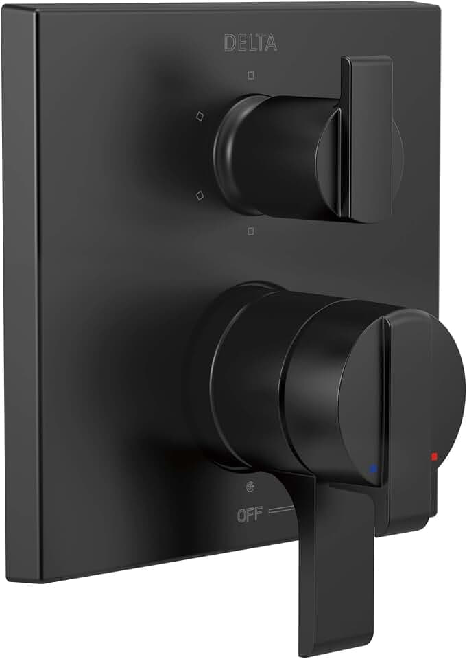Delta Faucet Ara 17 Series 6-Setting Integrated Diverter Valve Trim Kit, Black Diverter Valve Trim Kit, Shower Trim Kit, Matte Black T27967-BL (Valve Not Included)