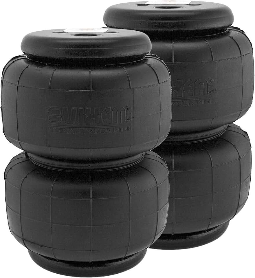 Vixen Air 2500-Style Suspension Air Bags, 1/2" NPT Single Port, 2-Pack Universal Heavy-Duty Double Bellow Air Springs | 2096 lb Load Capacity for Heavy Load Leveling, Towing, Hauling, VXD2500DP