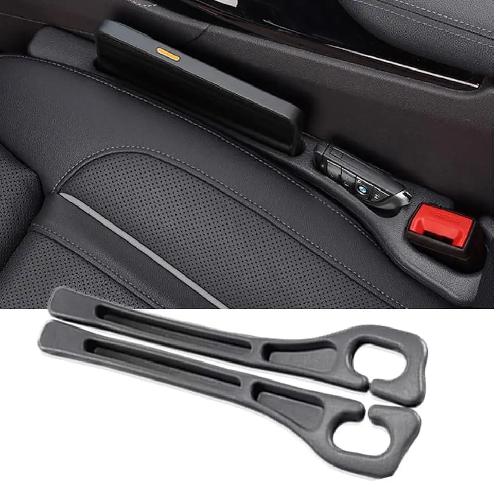 Car Seat Gap Filler Organizer Universal Fit Car SUV Truck Console Side Plug Strip Stopping Phone Key from Falling, Pack of 2 Black (Black)
