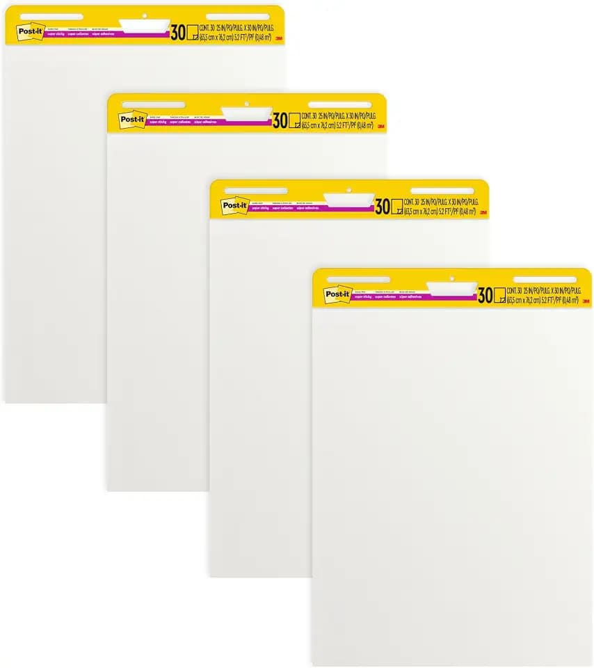 Post-it Super Sticky Easel Pad, 25 x 30 in, White, 4 Pads