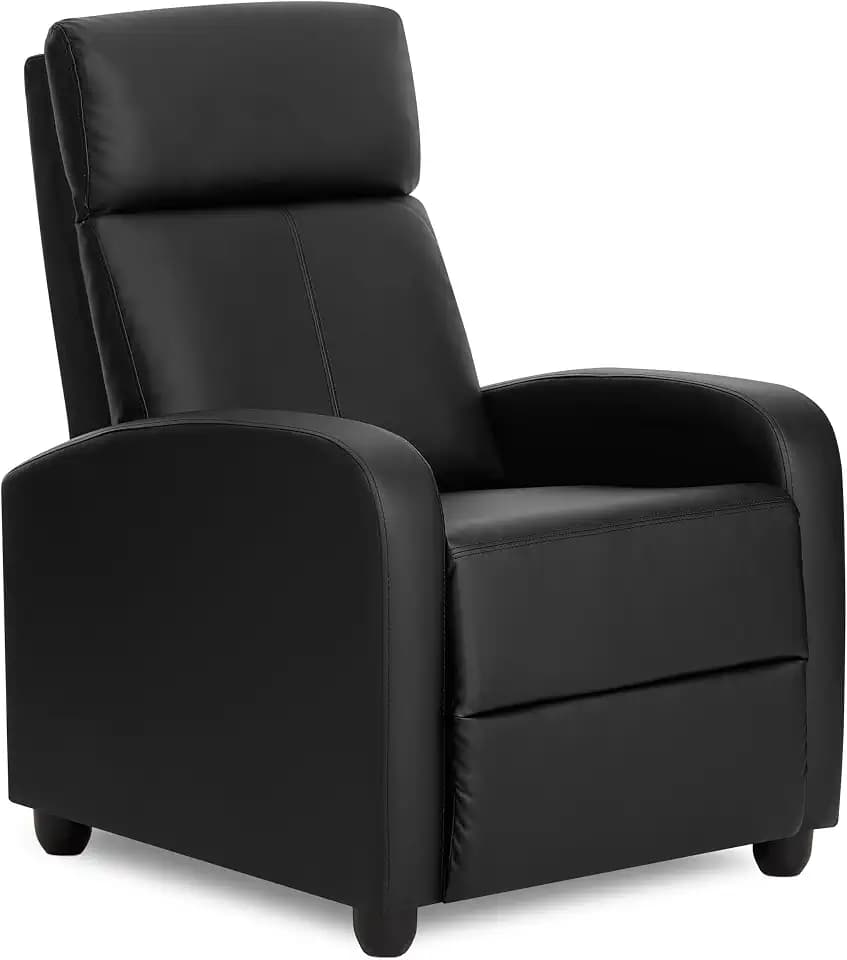 Dream On Me Tristan Upholstered Recliner Chair – Manual Recliner with Multi-Position Backrest & Footrest, Plush Padded Seat, Eco-Friendly FSC-Certified Frame, in Noir Black