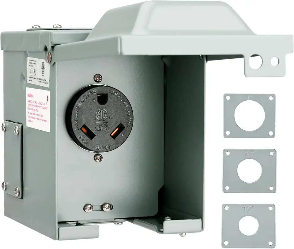 RVGUARD 30 Amp 125 Volt RV/EV Power Outlet Box, NEMA TT-30R Receptacle