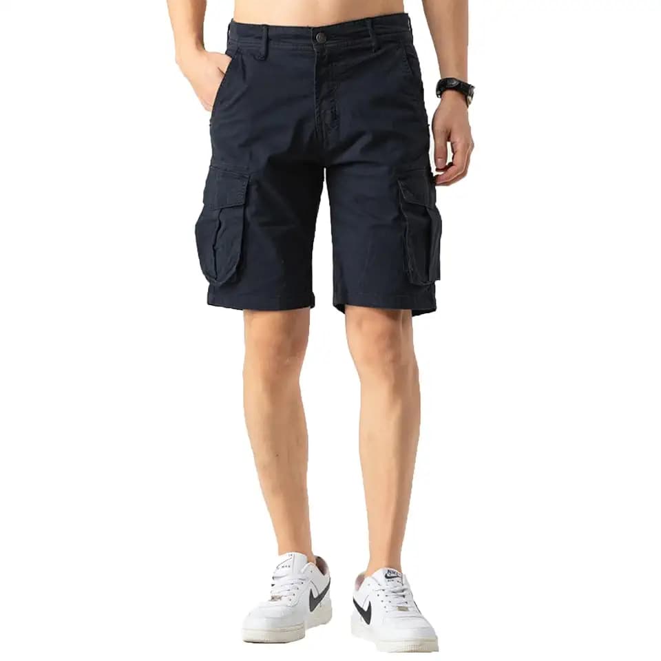 TONY BACKER Herren Cargo Shorts Vintage Baumwolle Multi-Tasche Sommer kurze Hosen Cargo, blau, 52