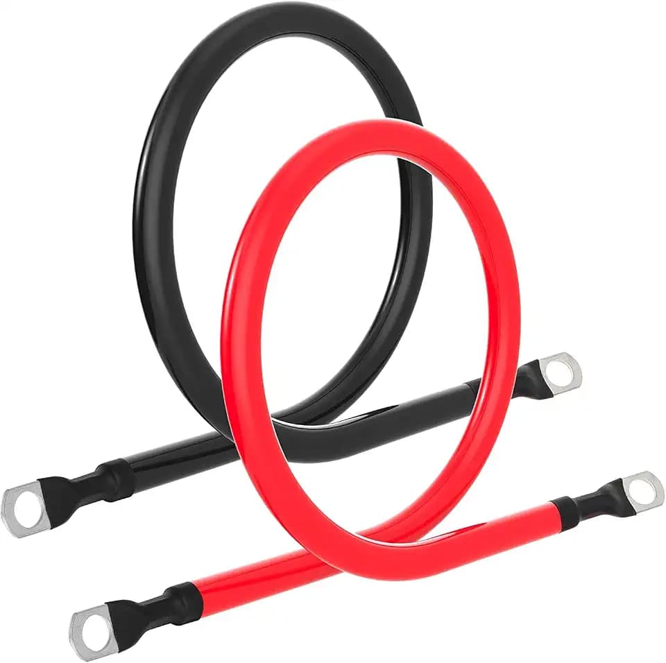 Battery Cables Set 4AWG 12 Inch Power cord Battery inverter jumper cables 12in with 3/8" Lugs Terminals (1 Positive & 1 Negtive) for Car Marine Solar ATV Lawn Mower RV Motorcycle