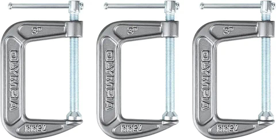 Olympia Tools Heavy Duty Cast Iron C-Clamps with 3-Inch Jaw Opening and 2-Inch Throat, 3 Pack