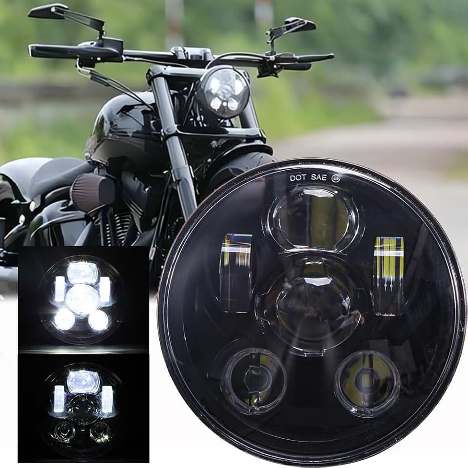 DREAMIZER 5,75 Zoll Motorrad Scheinwerfer E-geprüft mit weißem Tagfahrlicht Angel Eye Bernstein Blinker Kompatibel mit Harley Indian Scout 60 Road King Street Glide Softail Electra Glide J-eep JK TJ