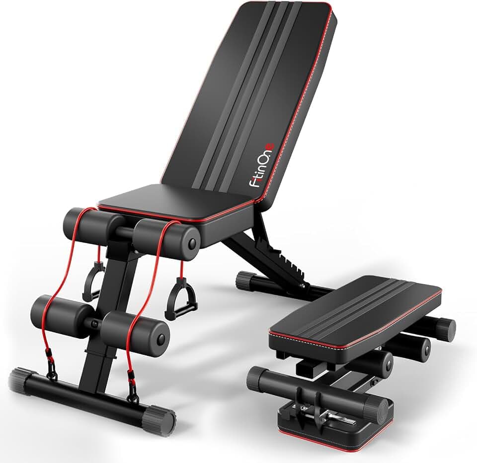 FitinOne Hantelbank Klappbar Verstellbar, Multifunktions Trainingsbank Schrägbank für Ganzkörper-workout, 6 in 1 Fitnessbank für zu Hause oder im Fitnessstudio, 300kg Gewichtskapazität
