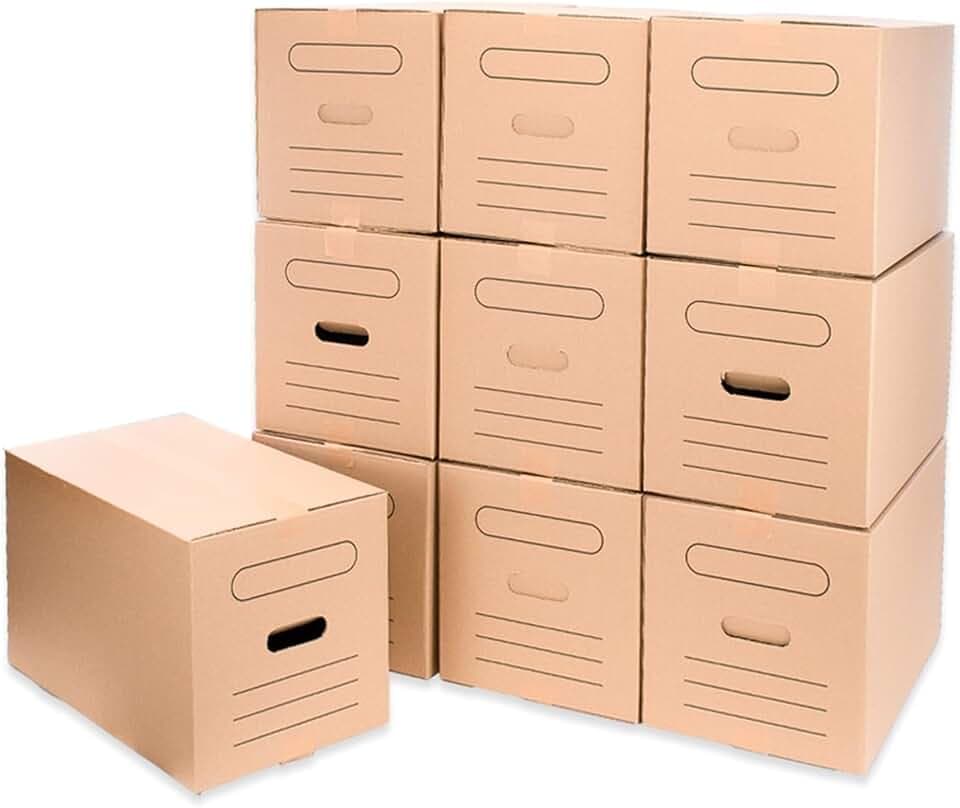 Packung mit 10 Kartons für Umzüge, Aufbewahrung, Transport, Box mit Griffen für einfache Handhabung, Maße 50 x 30 x 30 cm, besonders widerstandsfähig, 100% umweltfreundlich