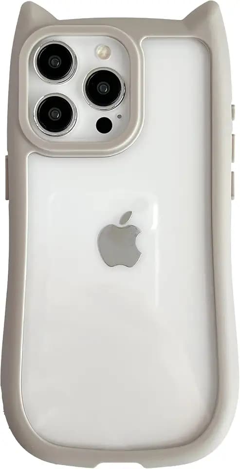FLIRACON Cute Cat Ears Clear Phone Case Compatible with iPhone Case(Gray,for iPhone 17 Pro Max)