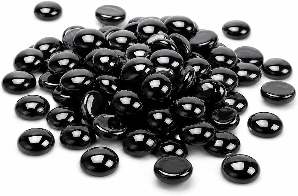 GRISUN Black Fire Glass 20 Lbs 1/2 Inch for Fire Pit Fireplace