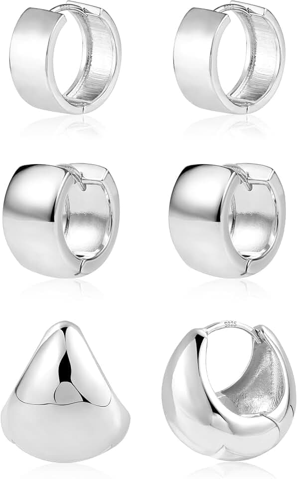 ALEXCRAFT 3Paar 14K Vergoldet Silber Creolen Kleine Ohrringe Set für Damen