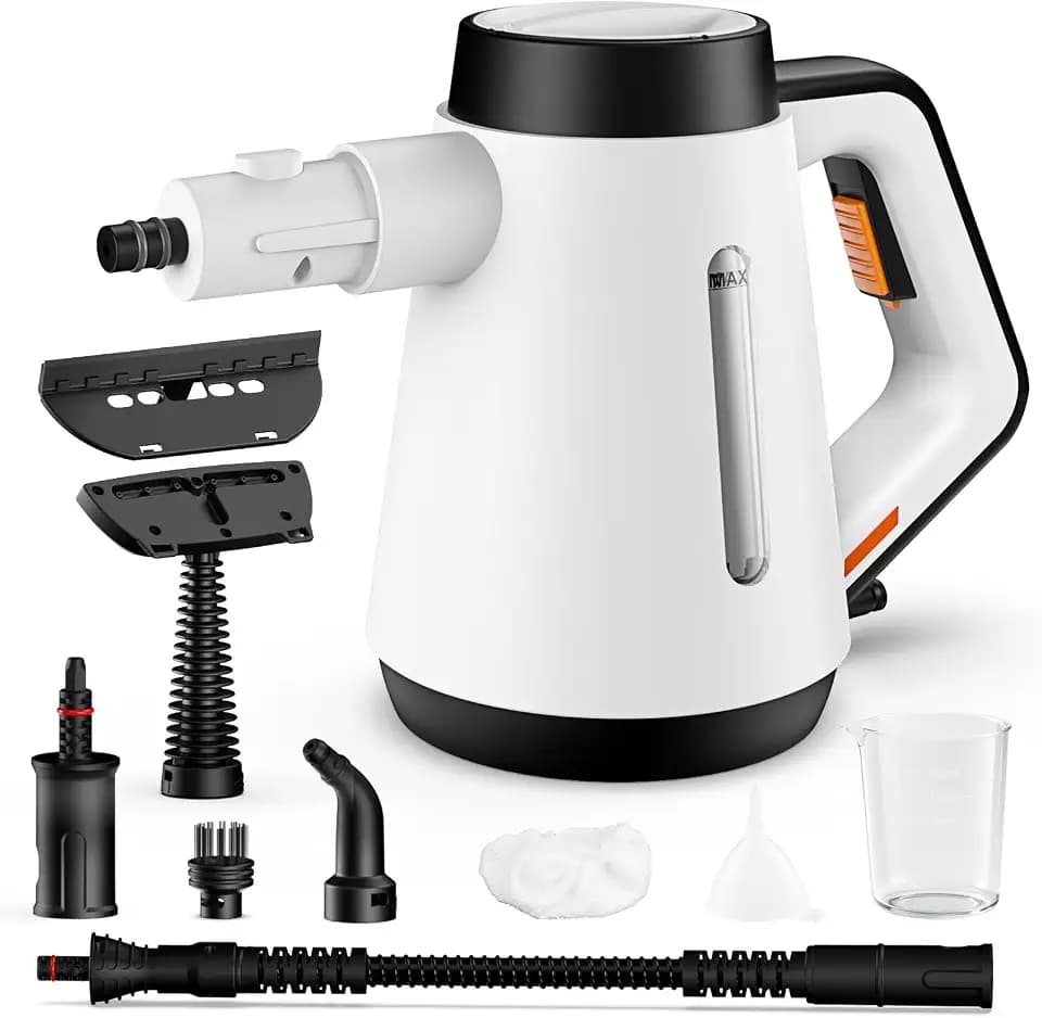 Fippesax Handdampfreiniger, 400 ml Mehrzweck‑Dampfreiniger mit 9‑teiligem Zubehör, chemikalienfrei für Haushalt, Böden, Fliesen, Fenster & Sofas