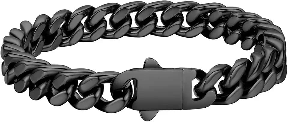 FaithHeart Stainless Steel Cuban Link Bracelet for Men, 5/7/9/12mm Width