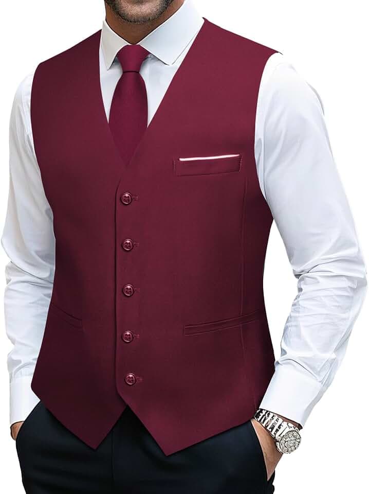 Barry.Wang Herren formelle Anzugweste und Krawatte Set Business Weste Solid