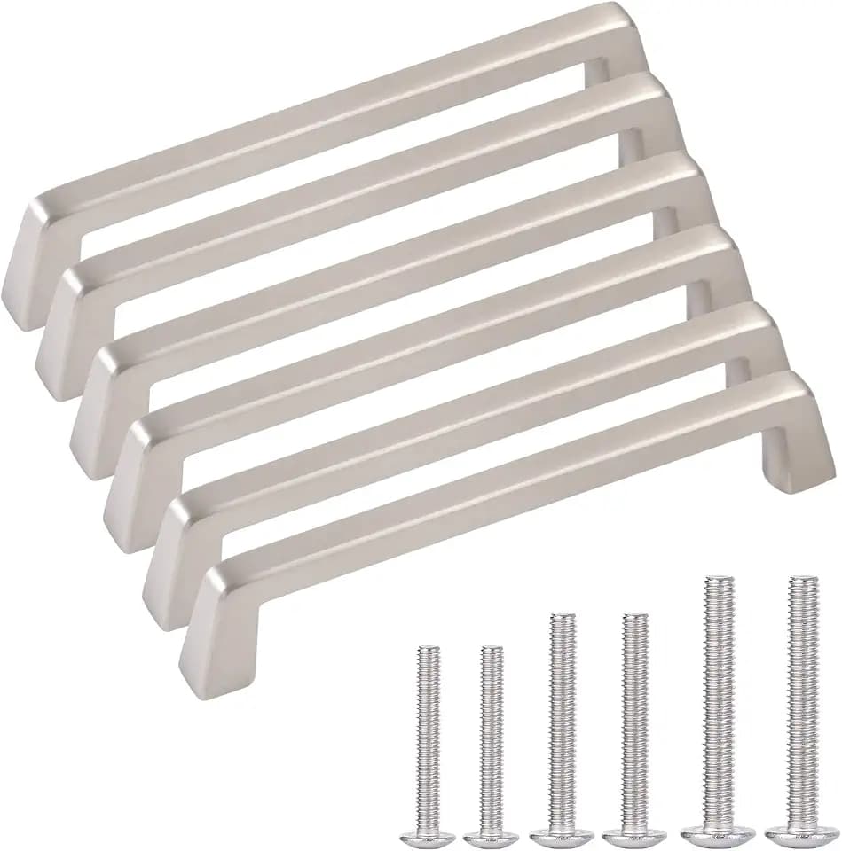 6-Inch Nickel Brushed Cabinet Handles Satin Nickel Drawer Knob Metal Pull Rod Solid Cabinet Pull Rod Cabinet Handle Cabinet Drawer Handle Cabinet Hardware 6-Pack